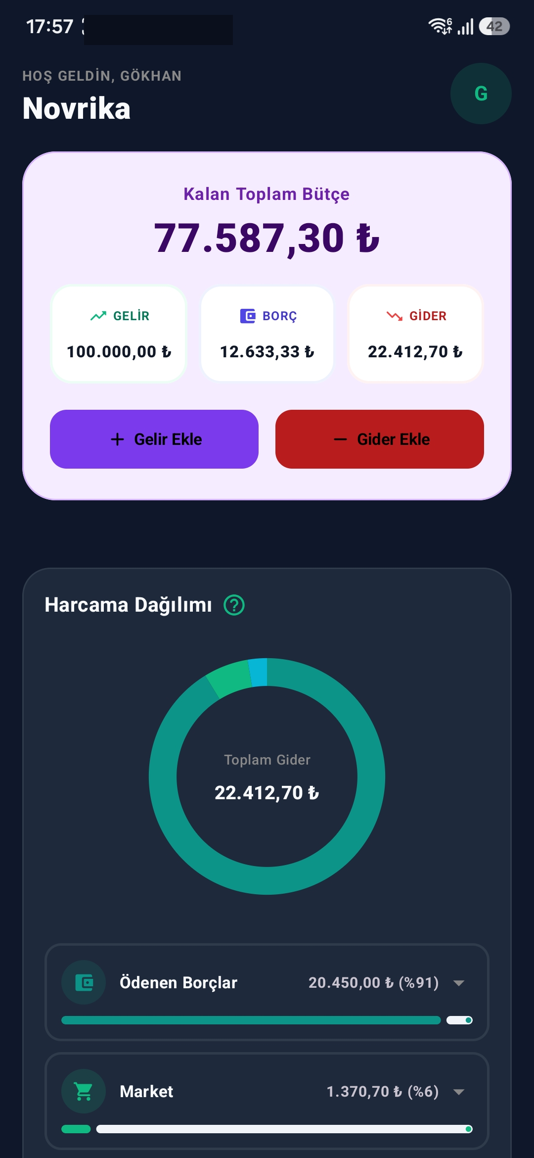 Novrika uygulama ekranı